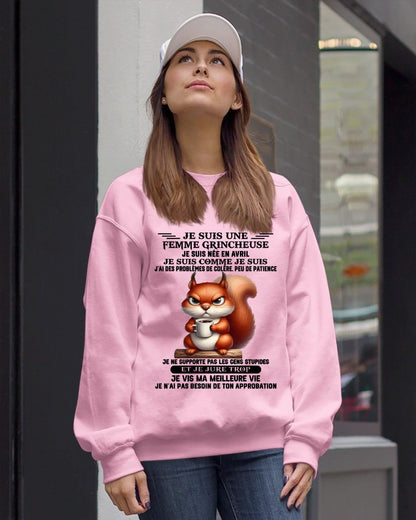 AVRIL - FEMME GRINCHEUSE – T-SHIRT D’ANNIVERSAIRE POUR FEMME - frNTTD04 (SKU2603-256-04)