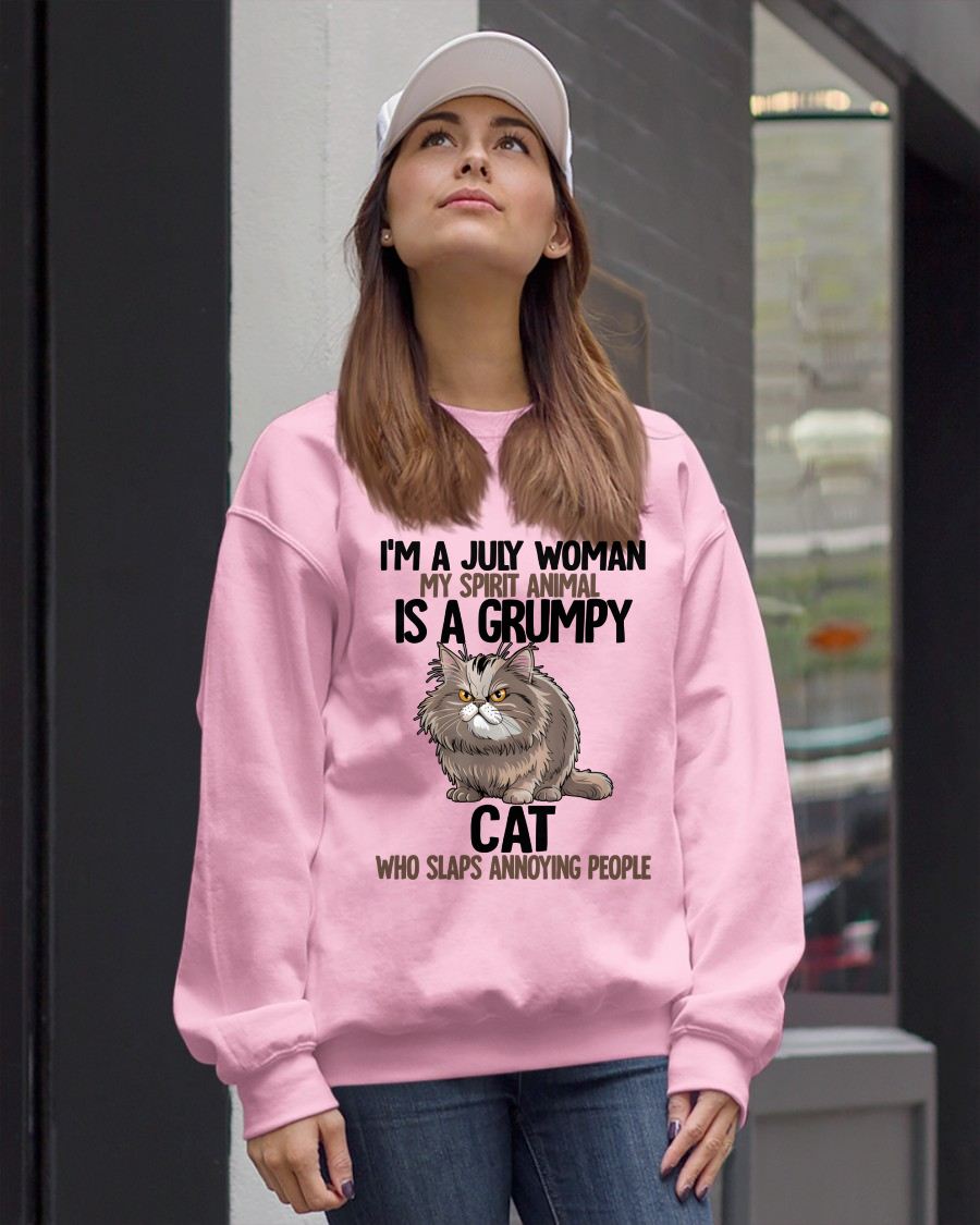 JULY - MY SPIRIT ANIMAL IS A GRUMPY CAT - BIRTHDAY SHIRT FOR WOMEN - NTTD07 (SKU12-278-07)