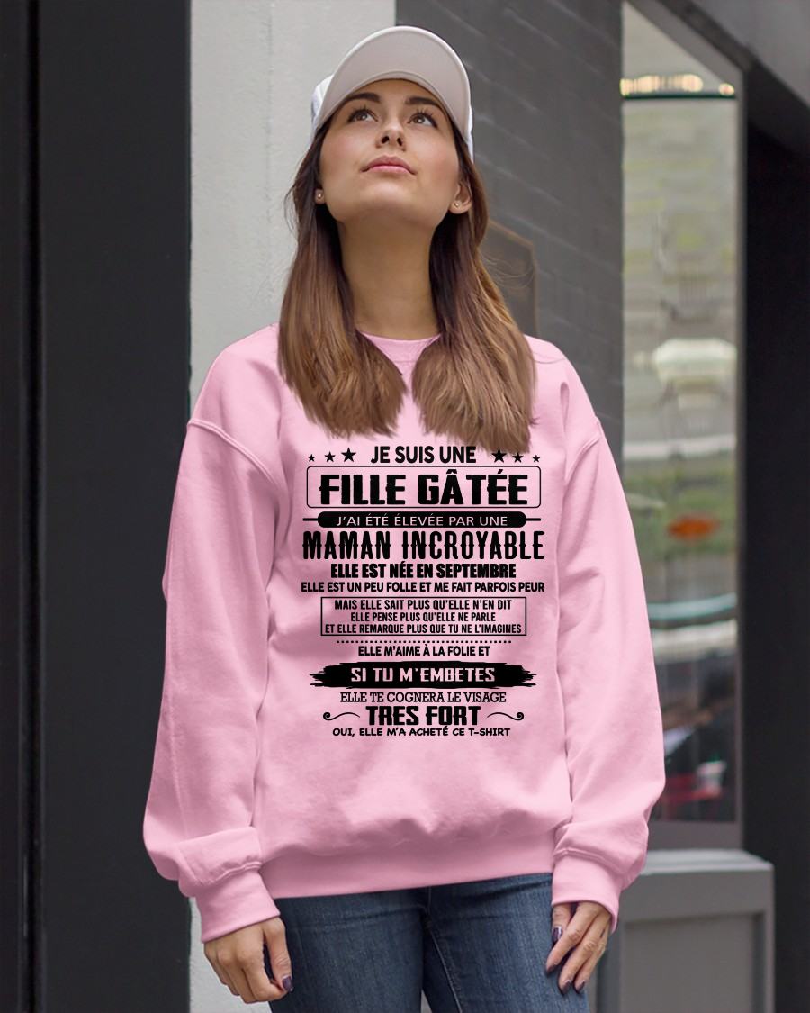 SEPTEMBRE - T-SHIRT JE SUIS UNE FILLE CHANCEUSE – CADEAU TOUCHANT DE MAMAN INCROYABLE - frNTTD09 (SKU26T-0190-09)