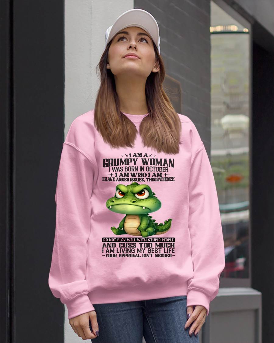 OCTOBER - GRUMPY WOMAN - BIRTHDAY SHIRT FOR WOMEN - NTTD10 (SKU2602-183-10)