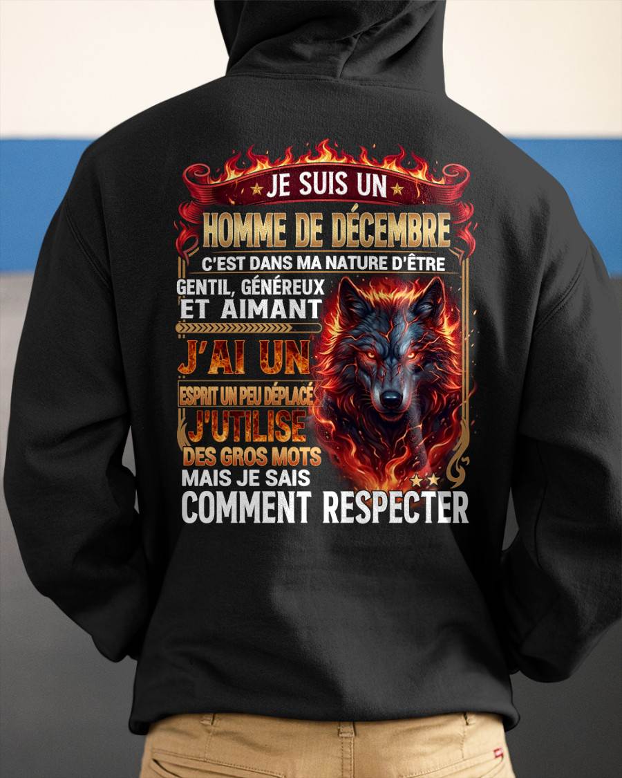 DÉCEMBRE – ESPRIT MALICIEUX MAIS SAIT RESPECTER - T-SHIRT ANNIVERSAIRE HOMME - IMPRESSION DTG PREMIUM - frNTTD12 (SKU2604-87-12)