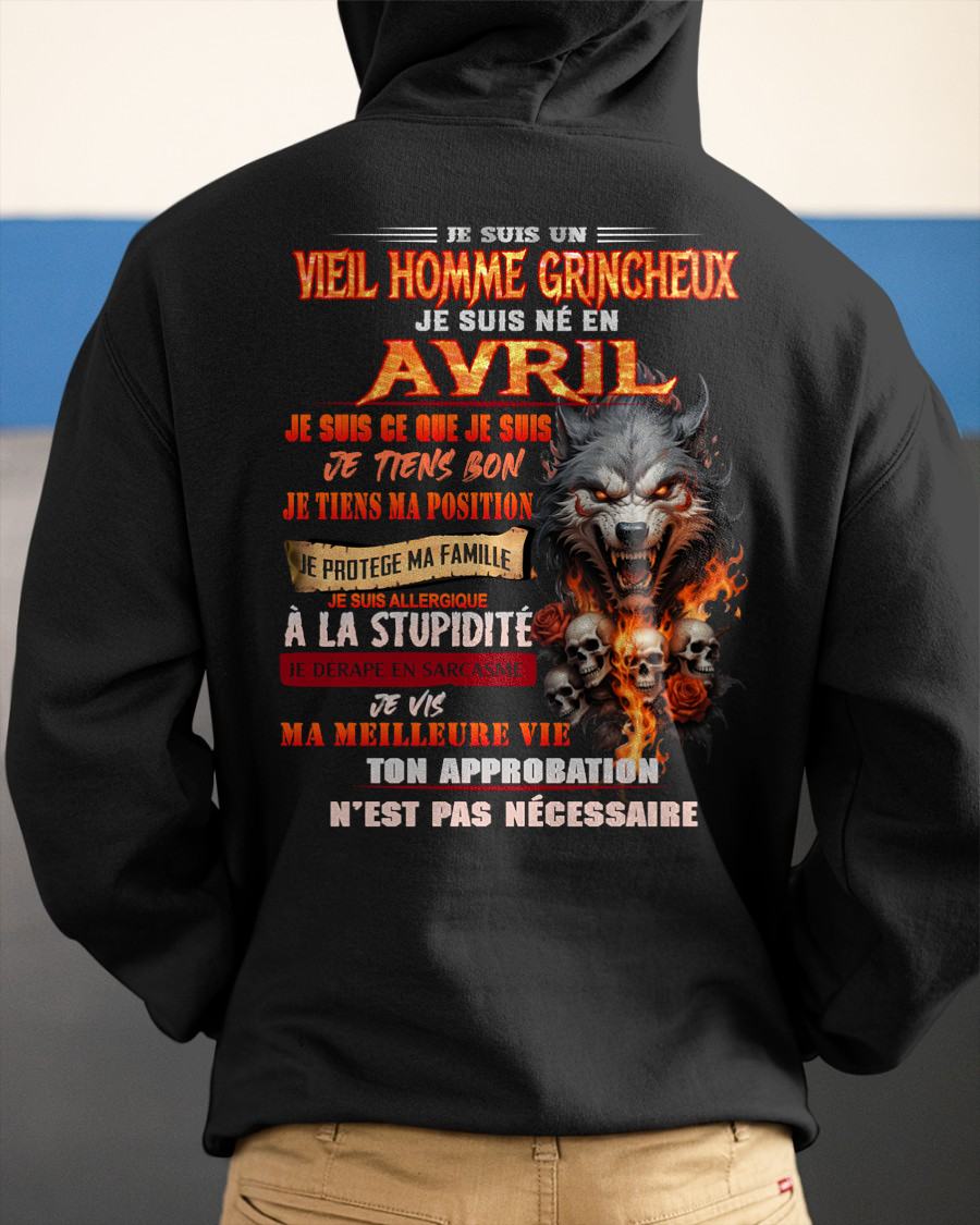 AVRIL – VIEIL HOMME GRINCHEUX – T-SHIRT D’ANNIVERSAIRE POUR HOMME - frNTTD04 (SKU26T-01167-04)