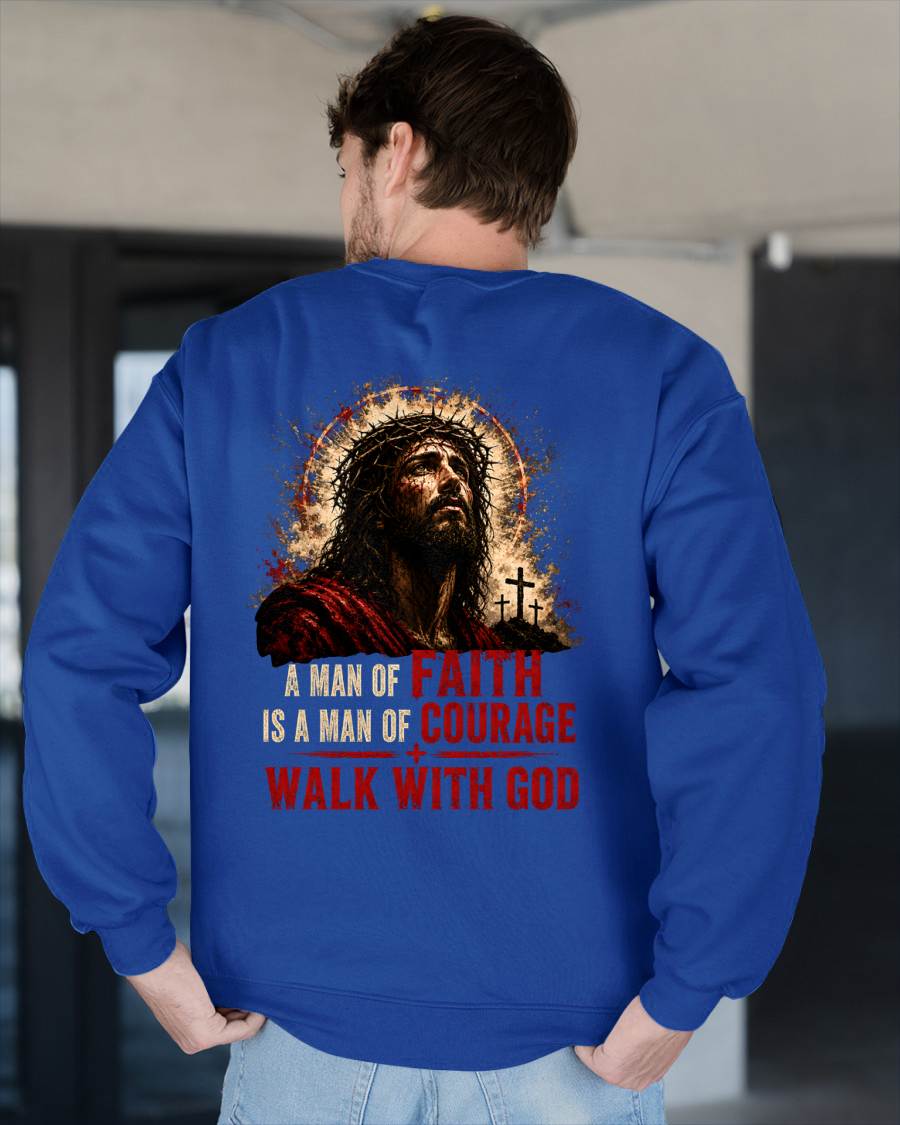 A MAN OF FAITH IS A MAN OF COURAGE  - CHRISTIAN T-SHIRT - FOR MEN NTTD00 (SKU2608-72)