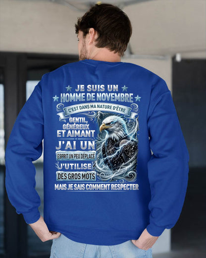 NOVEMBRE – ESPRIT MALICIEUX MAIS SAIT RESPECTER - T-SHIRT ANNIVERSAIRE HOMME - IMPRESSION DTG PREMIUM - frNTTD11 (SKU2604-86-11)