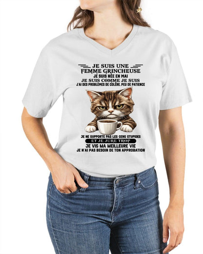 MAI - FEMME GRINCHEUSE – T-SHIRT D’ANNIVERSAIRE POUR FEMME - frNTTD05 (SKU2603-258-05)