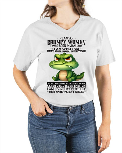 JANUARY - GRUMPY WOMAN - BIRTHDAY SHIRT FOR WOMEN - NTTD01 (SKU2602-183-01)