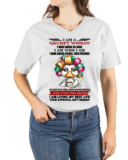 JUNE - GRUMPY WOMAN - BIRTHDAY SHIRT FOR WOMEN - NTTD06 (SKU26T-01-22-06)