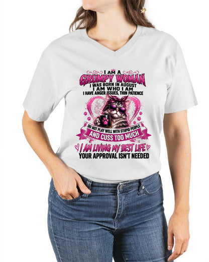 AUGUST - GRUMPY WOMAN - BIRTHDAY SHIRT FOR WOMEN - NTTD08 (SKU2607-279-08)
