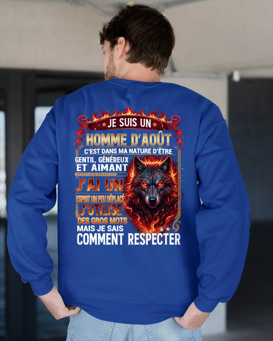 AOÛT – ESPRIT MALICIEUX MAIS SAIT RESPECTER - T-SHIRT ANNIVERSAIRE HOMME - IMPRESSION DTG PREMIUM - frNTTD08 (SKU2604-87-08)