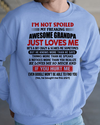 MY FREAKING AWESOME GRANDPA JUST LOVES ME - FOR GRANDSON - GIFT FROM GRANDPA - NTTD00 (SKU09-127-00)