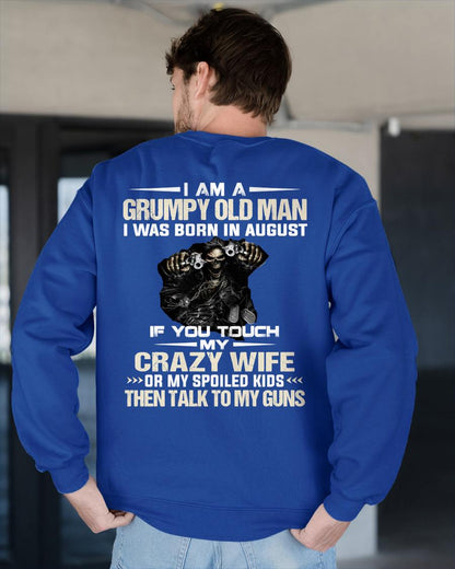 AUGUST -  DON'T TOUCH MY WIFE OR KIDS - BIRTHDAY T-SHIRT FOR MEN - NTTD08 (SKU10-54-08)