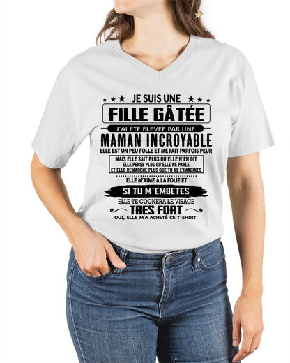 T-SHIRT JE SUIS UNE FILLE CHANCEUSE – CADEAU TOUCHANT DE MAMAN INCROYABLE - frNTTD00 (SKU26T-0190-00)