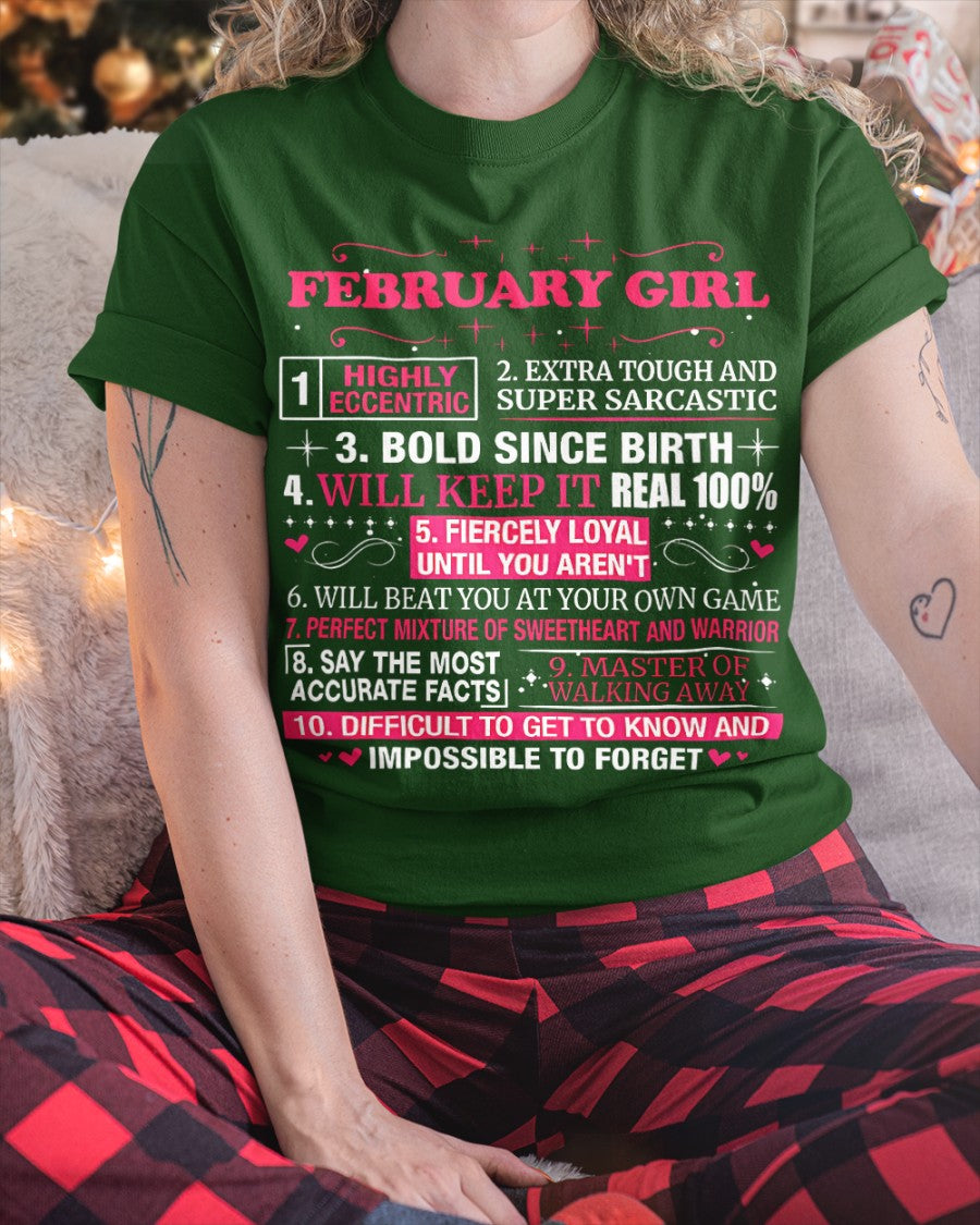 FEBRUARY GIRL T-SHIRT – PERFECT GIFT FOR WOMEN WITH FEBRUARY BIRTHDAY NTTD02 (SKU8-NTT-02)