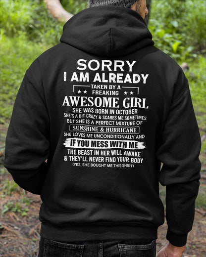 OCTOBER - TAKEN BY AWESOME GIRL - GIFT FOR BOYFRIEND/HUSBAND - NTTD10 (SKU08-32-10)