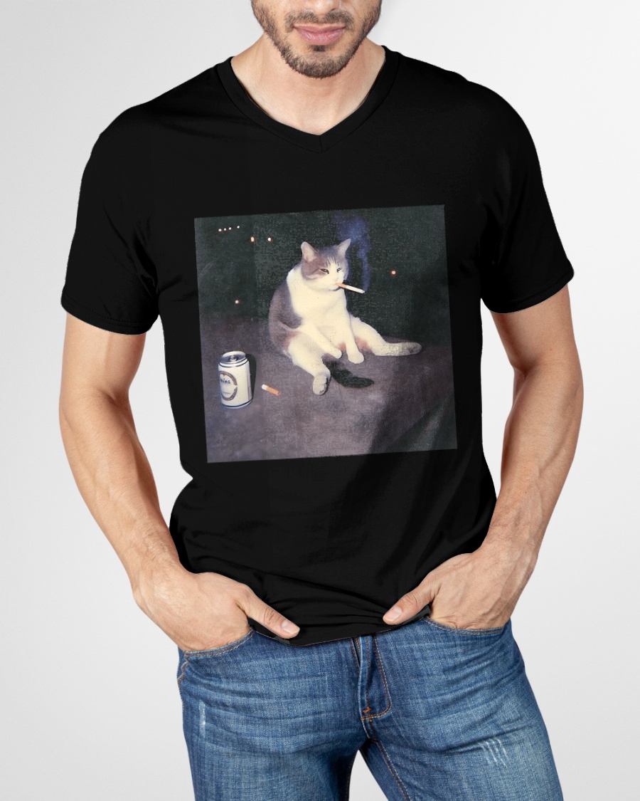 FUNNY SMOKING CAT MEME T-SHIRT - BIRTHDAY T-SHIRT FOR MEN - NTTD00 (SKU-MEME5)