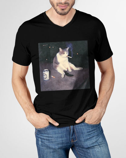 FUNNY SMOKING CAT MEME T-SHIRT - BIRTHDAY T-SHIRT FOR MEN - NTTD00 (SKU-MEME5)