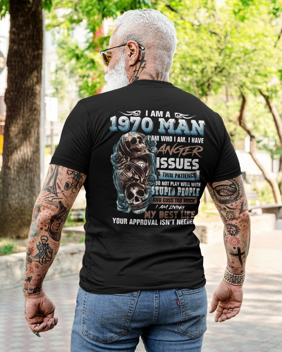 1970 Man Skull T‑Shirt – Anger Issues & No Approval Needed Us1970 (SKU07-114-70)