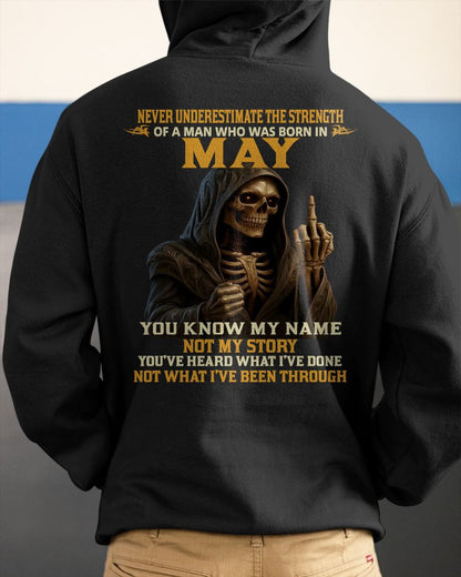 MAY - NEVER UNDERESTIMATE - BIRTHDAY T-SHIRT FOR MEN - NTTD05 (SKU26T-01-06-05)