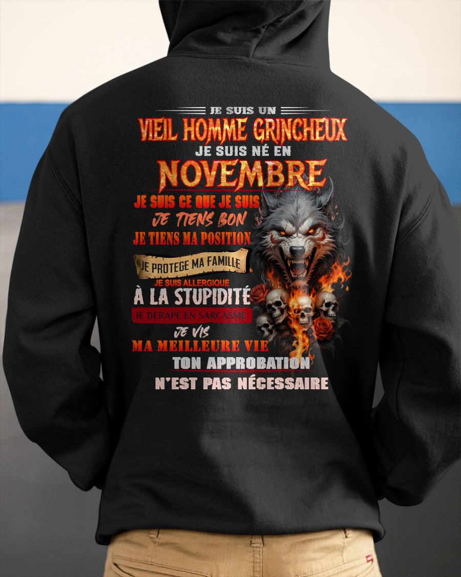 NOVEMBRE – VIEIL HOMME GRINCHEUX – T-SHIRT D’ANNIVERSAIRE POUR HOMME - frNTTD11 (SKU26T-01167-11)