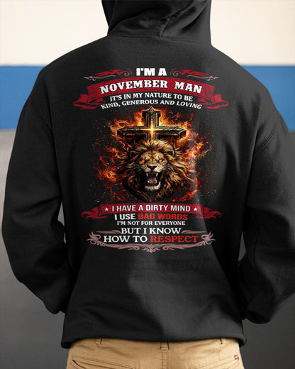 NOVEMBER - KIND AND LOVING ARE MY NATURE - PREMIUM DTG PRINT BIRTHDAY T-SHIRT FOR MEN - NTTD11 (SKU26T-01-31-11)
