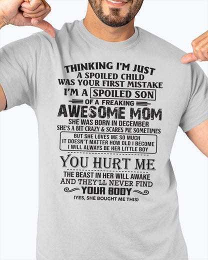 DECEMBER - SPOILED SON T-SHIRT - GIFT FROM MOM - NTTD12 (SKU09-08-12)