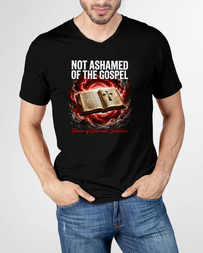 NOT ASHAMED OF THE GOSPEL - CHRISTIAN T-SHIRT - FOR MEN NTTD00 (SKU2608-131)