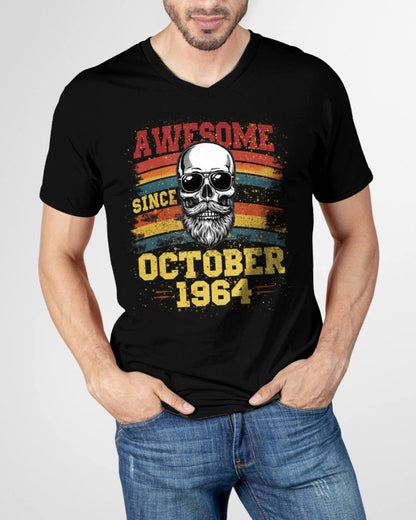 OCTOBER - AWESOME SINCE 1964 - BIRTHDAY T-SHIRT FOR MEN - NTTD10 (SKU26T-01218-10)