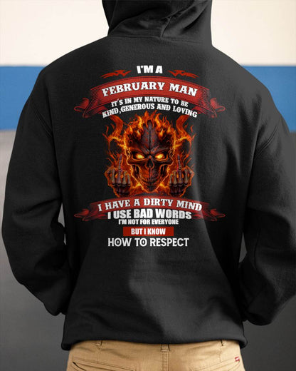 FEBRUARY - KNOW HOW TO RESPECT - BIRTHDAY T-SHIRT FOR MEN - NTTD02 (SKU26T-01300-02)