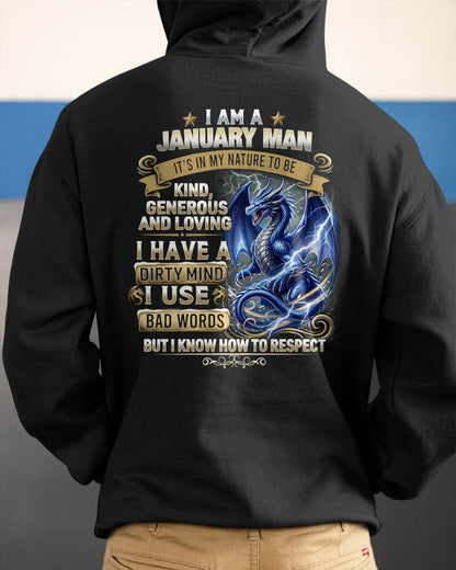 JANUARY - DIRTY MIND BUT KNOW HOW TO RESPECT - PREMIUM DTG PRINT - BIRTHDAY T-SHIRT FOR MEN - NTTD01 (SKU2604-104-01)