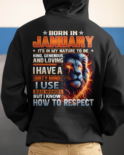 JANUARY - DIRTY MIND BUT KNOWS RESPECT - BIRTHDAY T-SHIRT FOR MEN - NTTD01 (SKU08-84-01)
