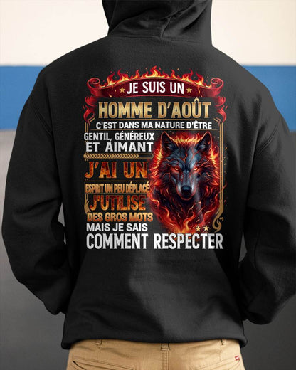 AOÛT – ESPRIT MALICIEUX MAIS SAIT RESPECTER - T-SHIRT ANNIVERSAIRE HOMME - IMPRESSION DTG PREMIUM - frNTTD08 (SKU2604-87-08)