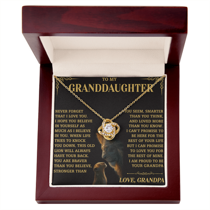 TO MY GRANDDAUGHTER "NEVER FOR FORGET THAT..." - Gift from Grandpa - The Premium Love Knot Necklace (SKUJ12-216)