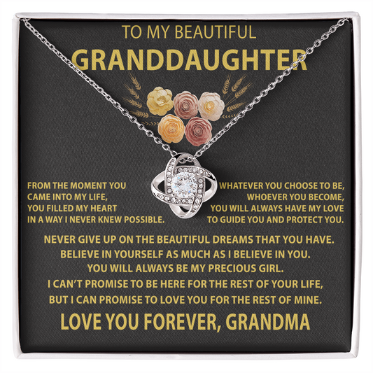 TO MY GRANDDAUGHTER - Gift from Grandma - The Premium Love Knot Necklace (SKUJ12-BC-01)