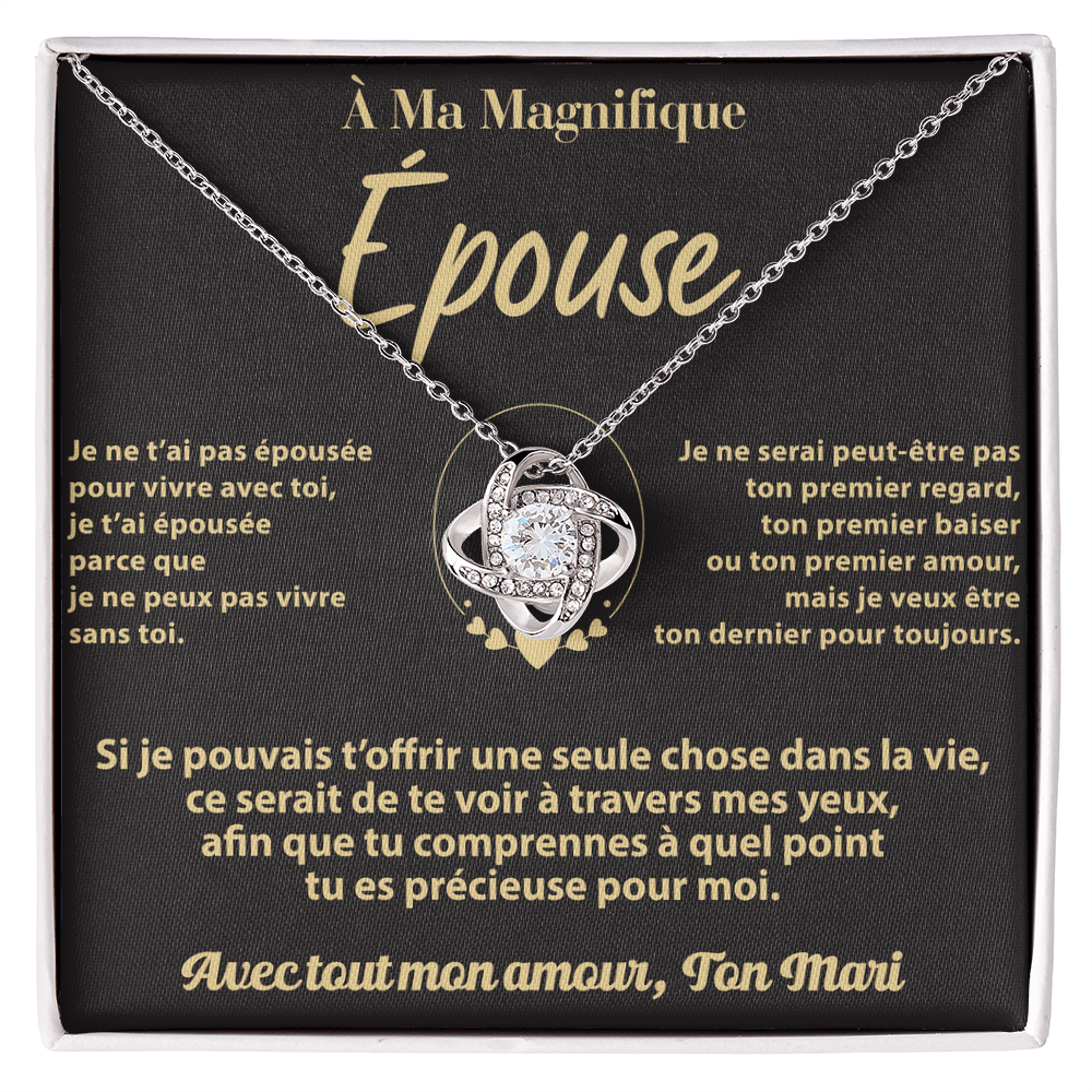 À MA FEMME DE LA PART DE SON MARI – COLLIER - Premium Love Knot Necklace (SKUJ12-177)
