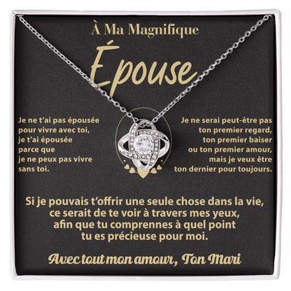 À MA FEMME DE LA PART DE SON MARI – COLLIER - Premium Love Knot Necklace (SKUJ12-177)