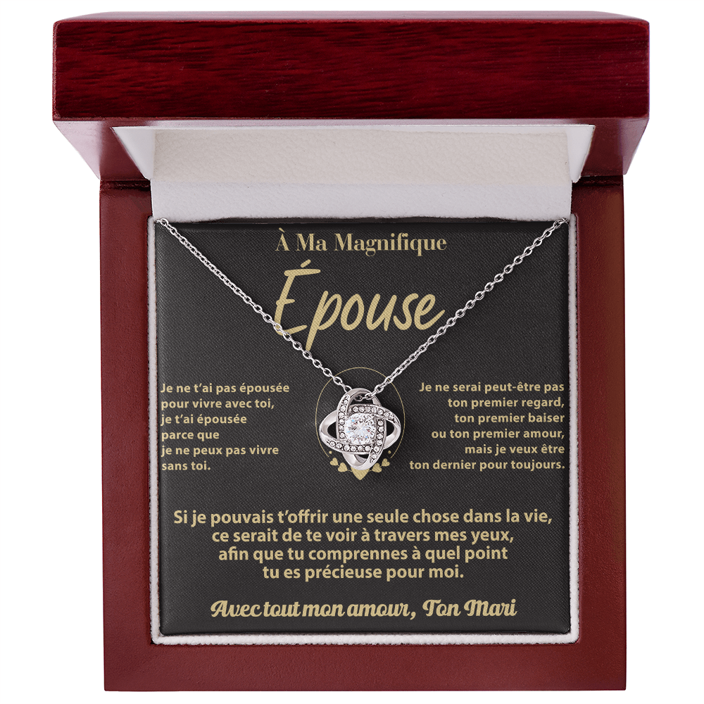 À MA FEMME DE LA PART DE SON MARI – COLLIER - Premium Love Knot Necklace (SKUJ12-177)