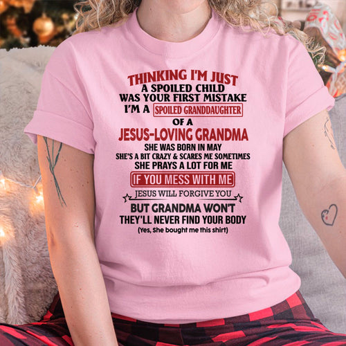 Christian Girl Shirt – Spoiled by Grandma May Edition – From Grandma to Granddaughter NTTD05 (SKU07-181-05)