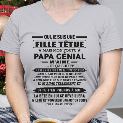 Oui, je suis une fille têtue – T-shirt | Cadeau d’anniversaire de papa pour sa fille - nttd00 / fr00 (SKU12-197)