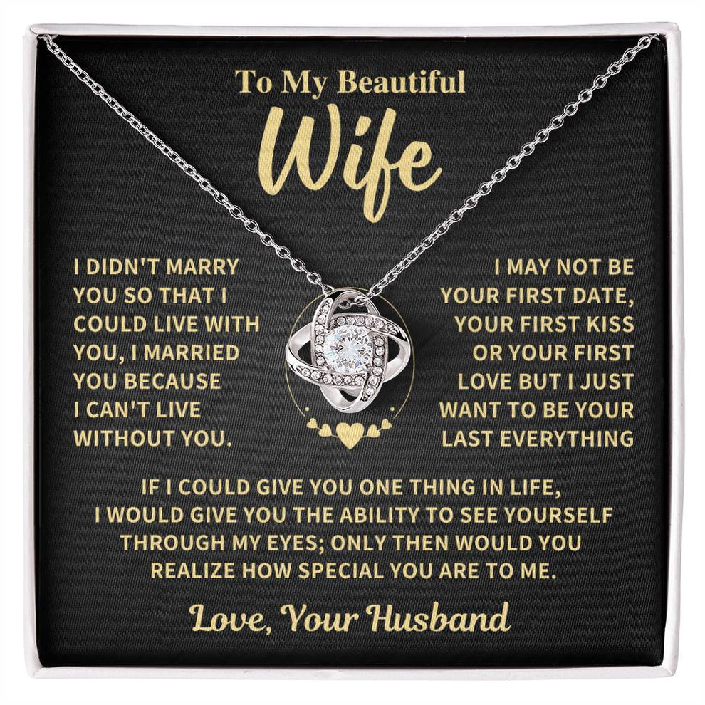 TO MY WIFE FROM HUSBAND NECKLACE - Premium Love Knot Necklace (SKUJ06-89)