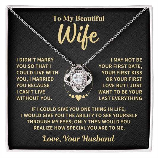 TO MY WIFE FROM HUSBAND NECKLACE - Premium Love Knot Necklace (SKUJ06-89)