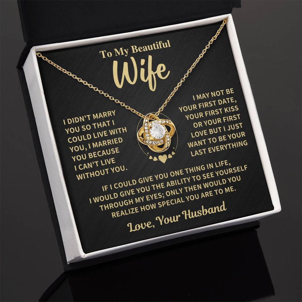 TO MY WIFE FROM HUSBAND NECKLACE - Premium Love Knot Necklace (SKUJ06-89)